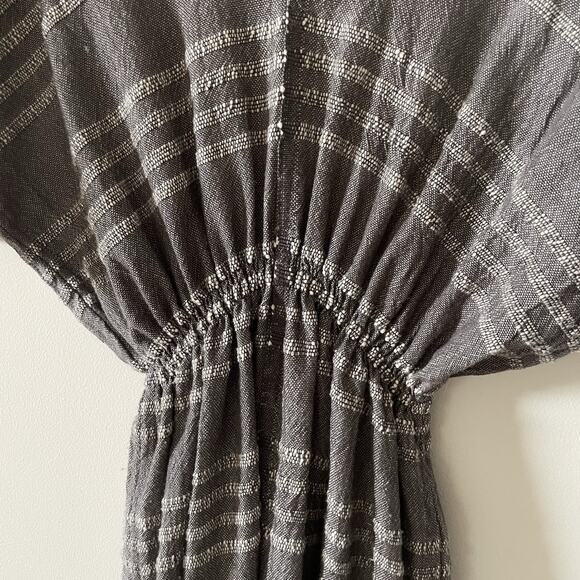 LemLem Gray Merino Wool Striped Dress Raw Hem Textured Knit Minimalist Natural M - Picture 5 of 13